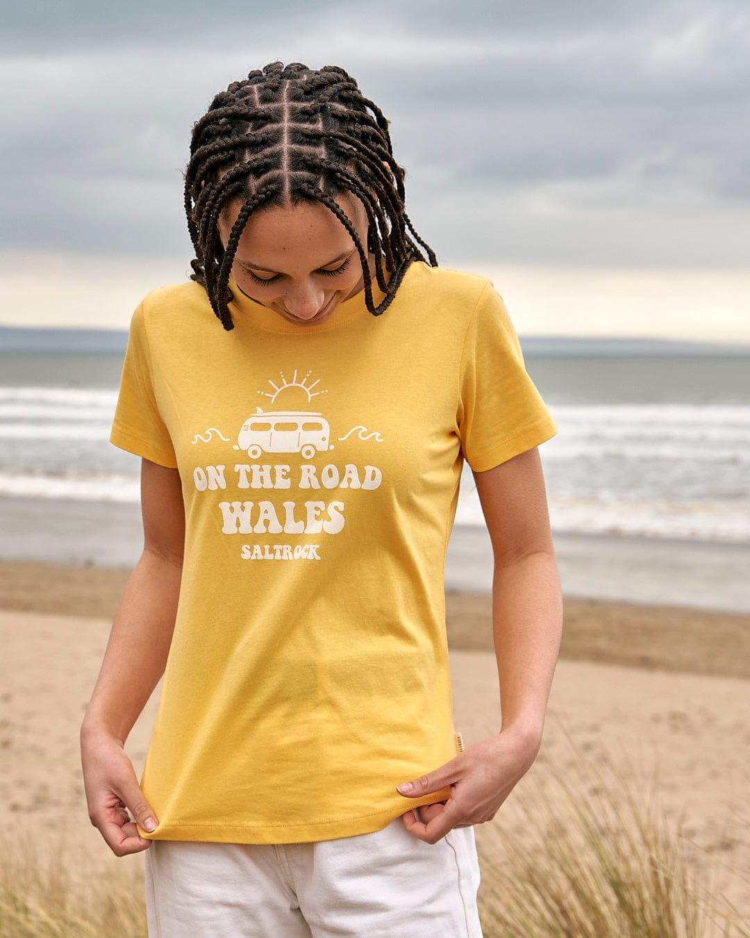 On The Road Wales - Womens Short Sleeve T-Shirt - Yellow