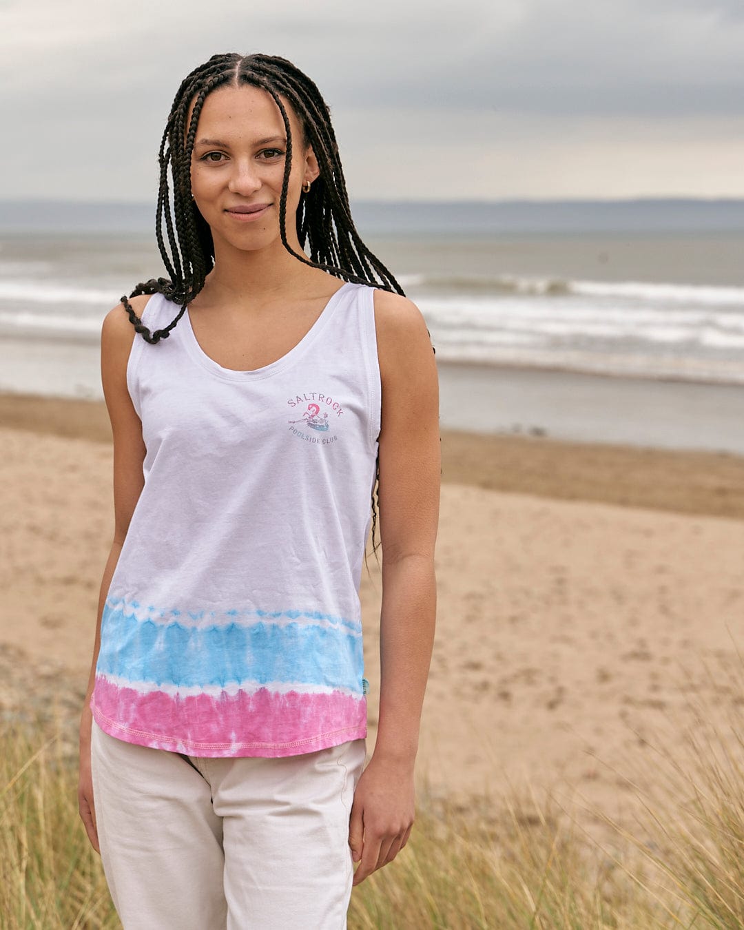 Poolside - Womens Tie Dye Vest - White