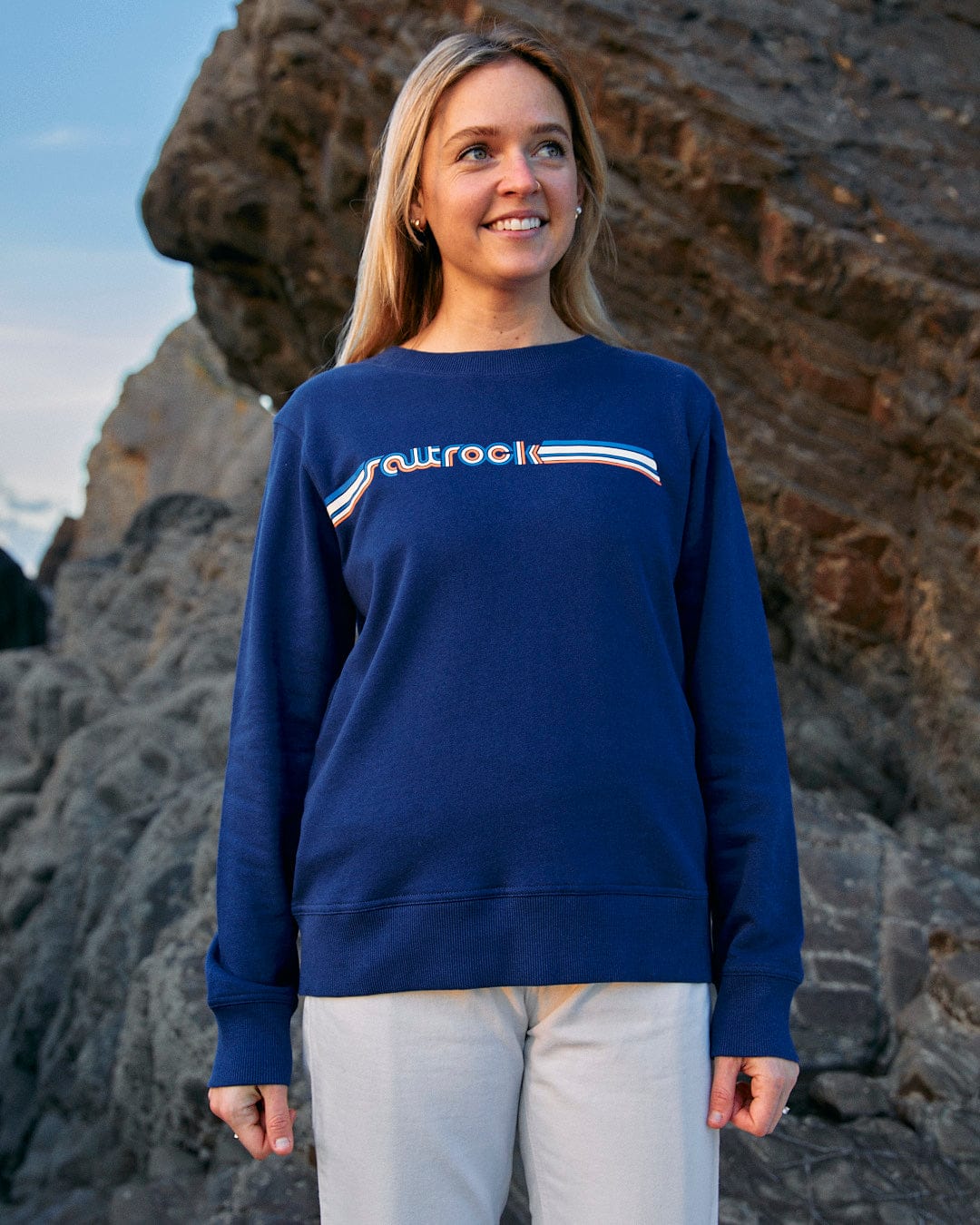 Retro Ribbon - Womens Sweat - Blue, Blue / 10