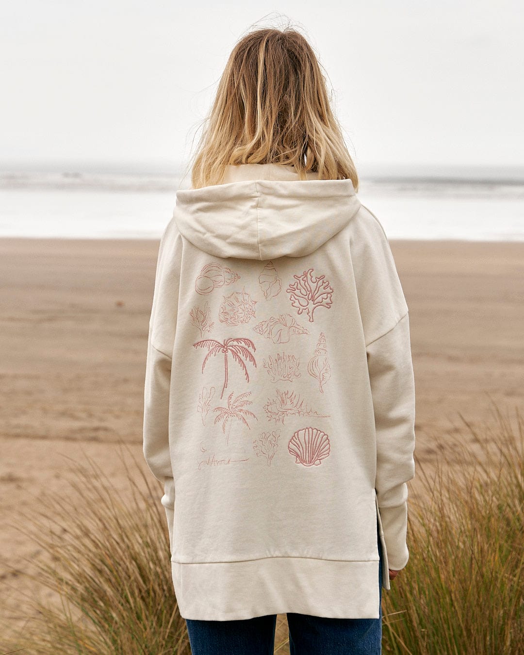 Sea Shells - Womens Pop Hoodie - Cream