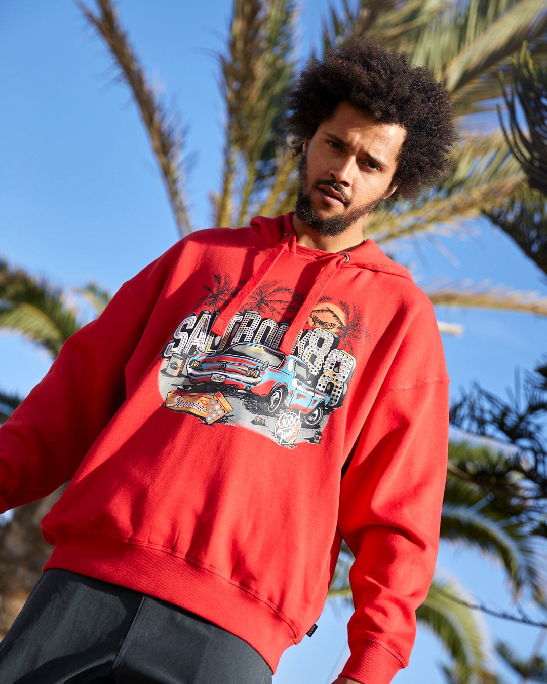 Neon Boneyard - Mens Oversized Pop Hoodie - Red, Red / XXL