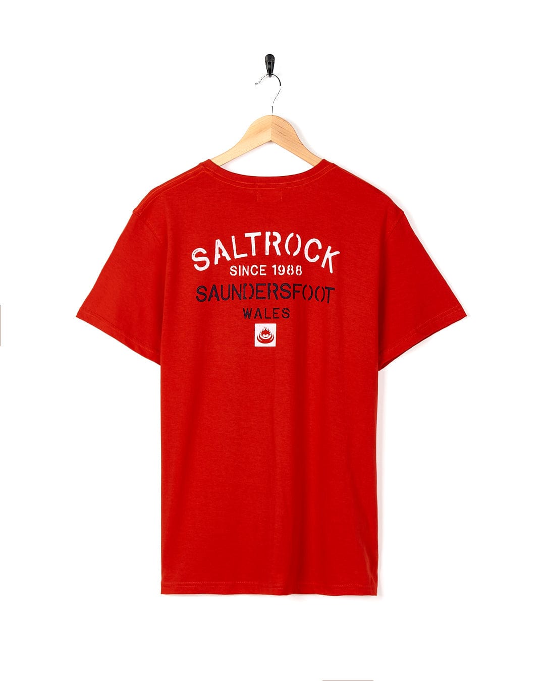 Stencil - Mens Saundersfoot Location T-Shirt - Red