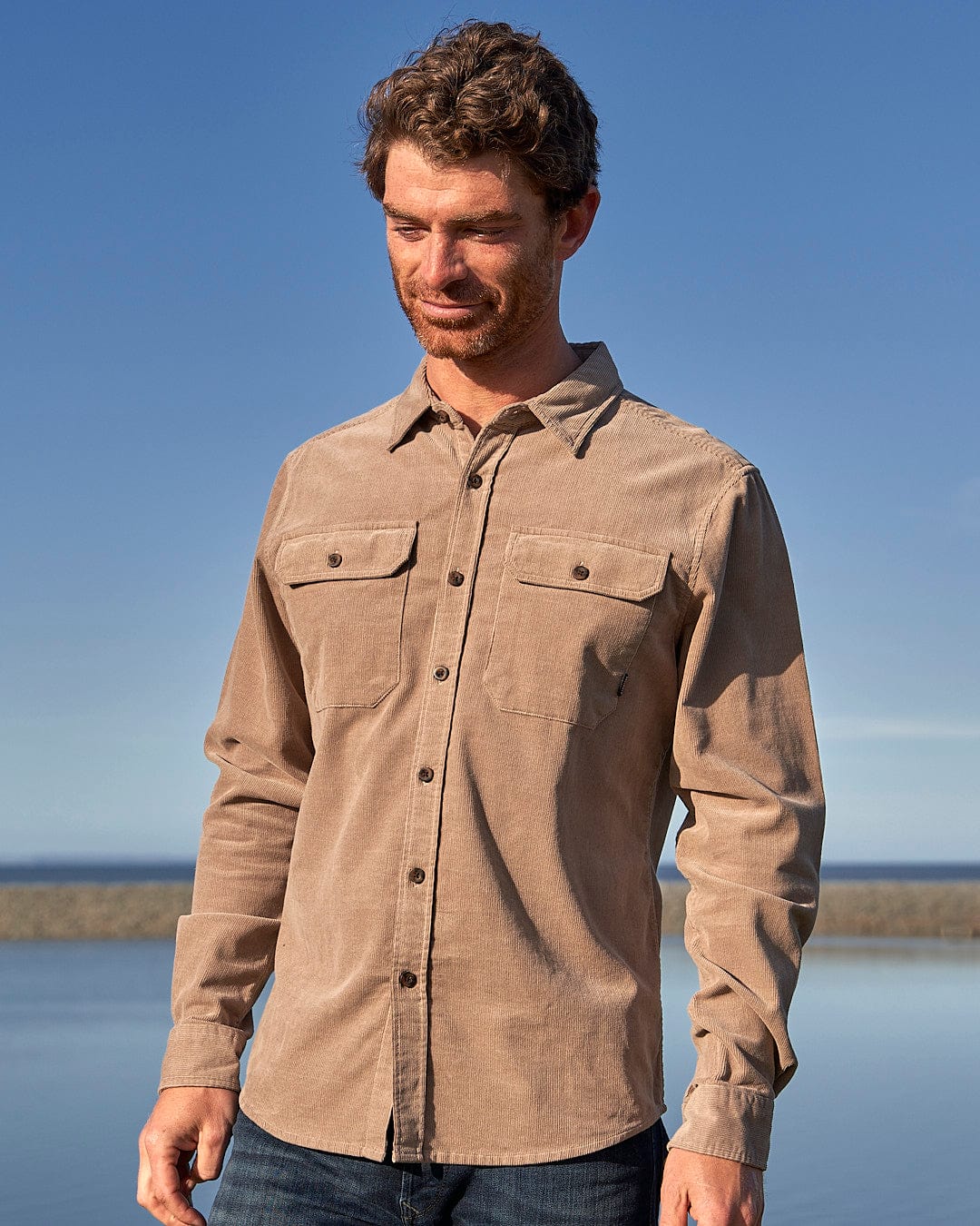 Ace - Men Corduroy Shirt - Light Brown