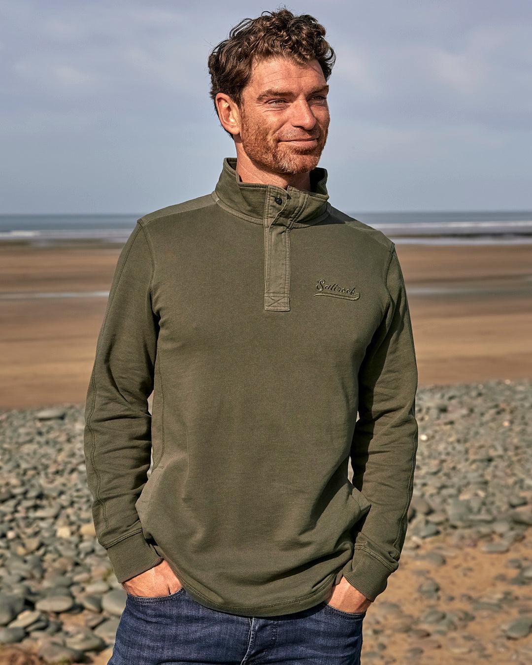 Ayle - Mens 1/4 Neck Sweat - Green