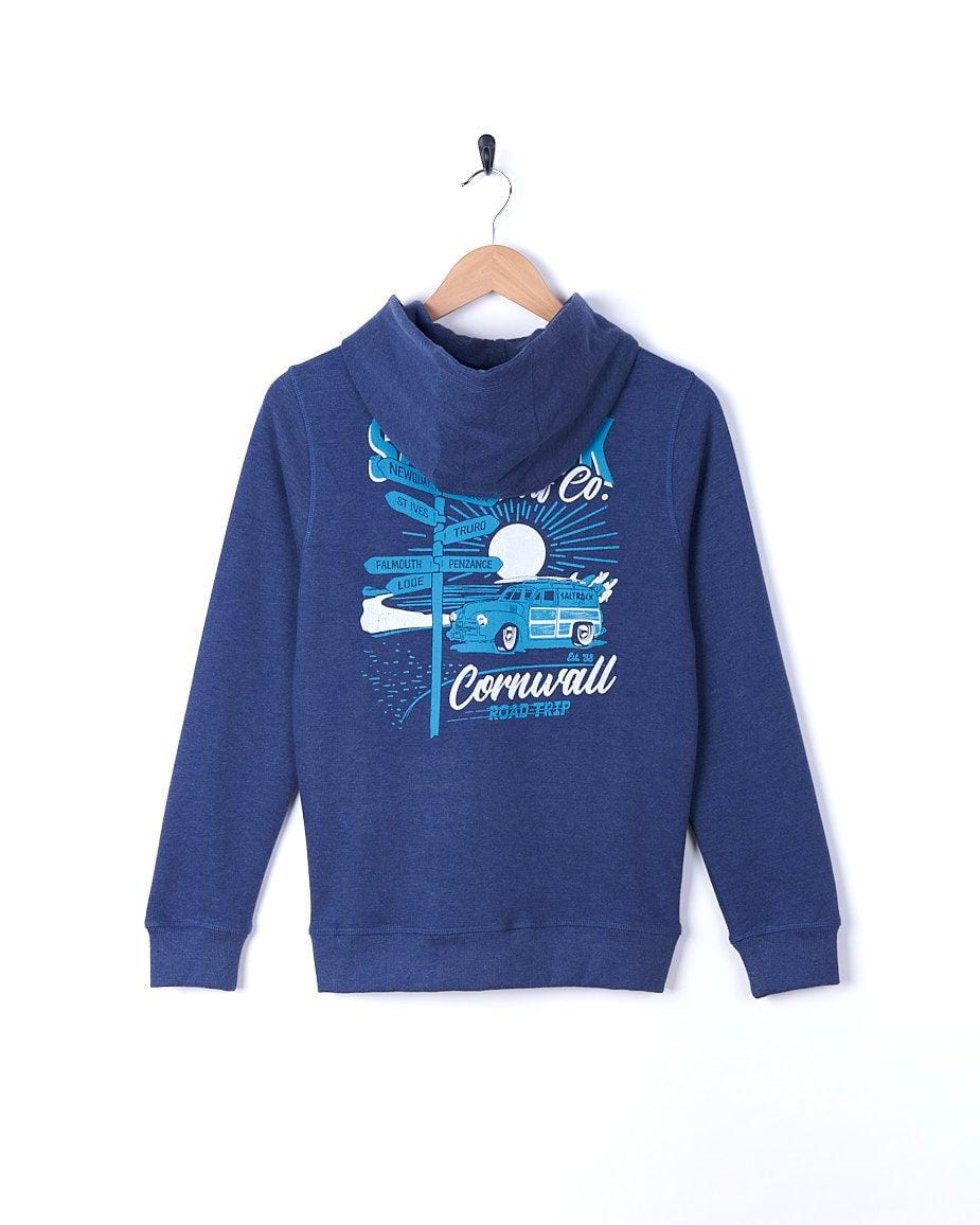 Cornwall Signpost - Kids Zip Hoodie - Blue