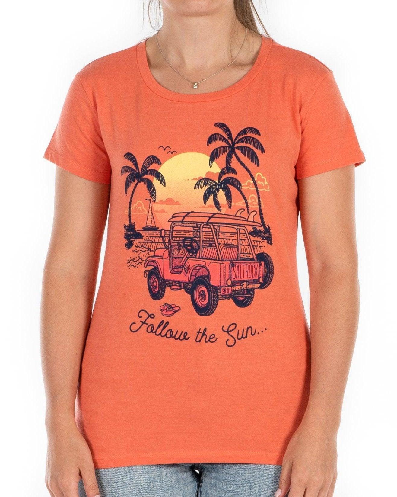 Follow The Sun - Short Sleeve T-Shirt - Coral
