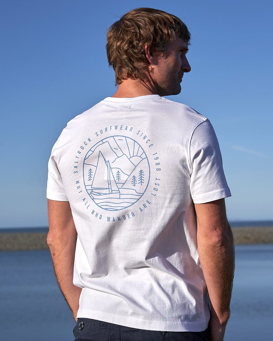 Sailaway Outline - Mens Short Sleeve T-Shirt - White