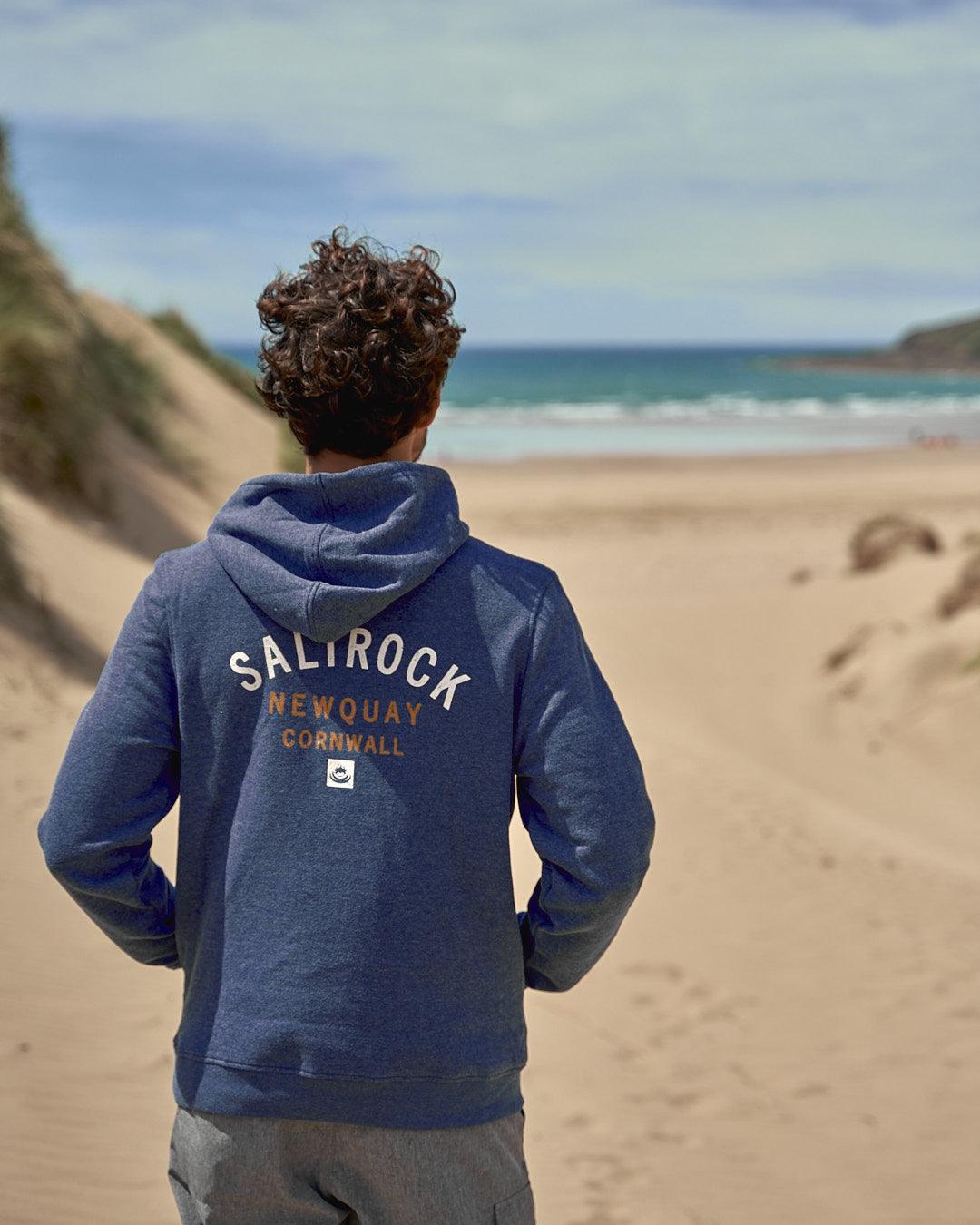 Location - Mens Pop Hoodie - Newquay - Dark Blue