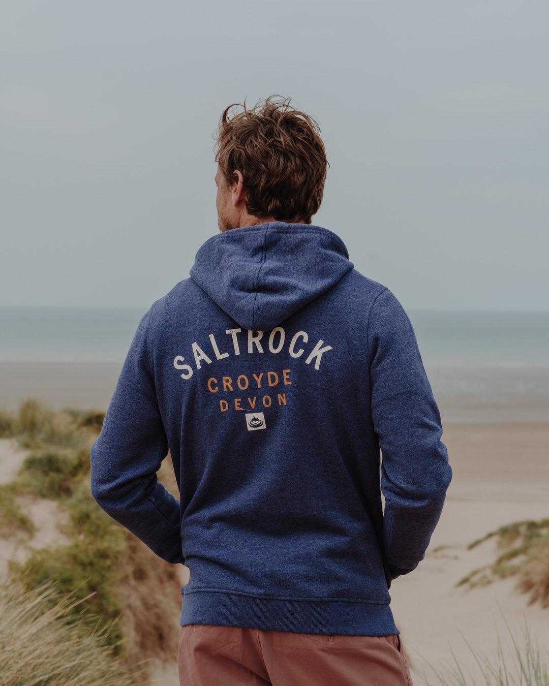 Location - Mens Pop Hoodie - Croyde - Blue