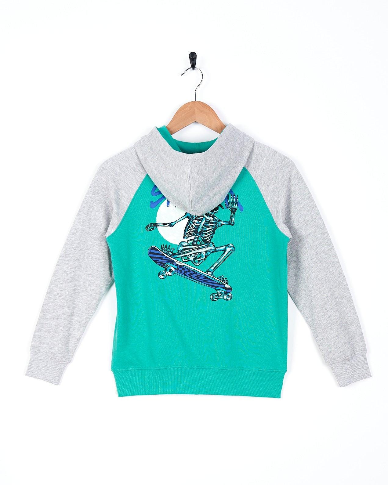 Lunar Landed - Kids Raglan Zip Hoodie - Green