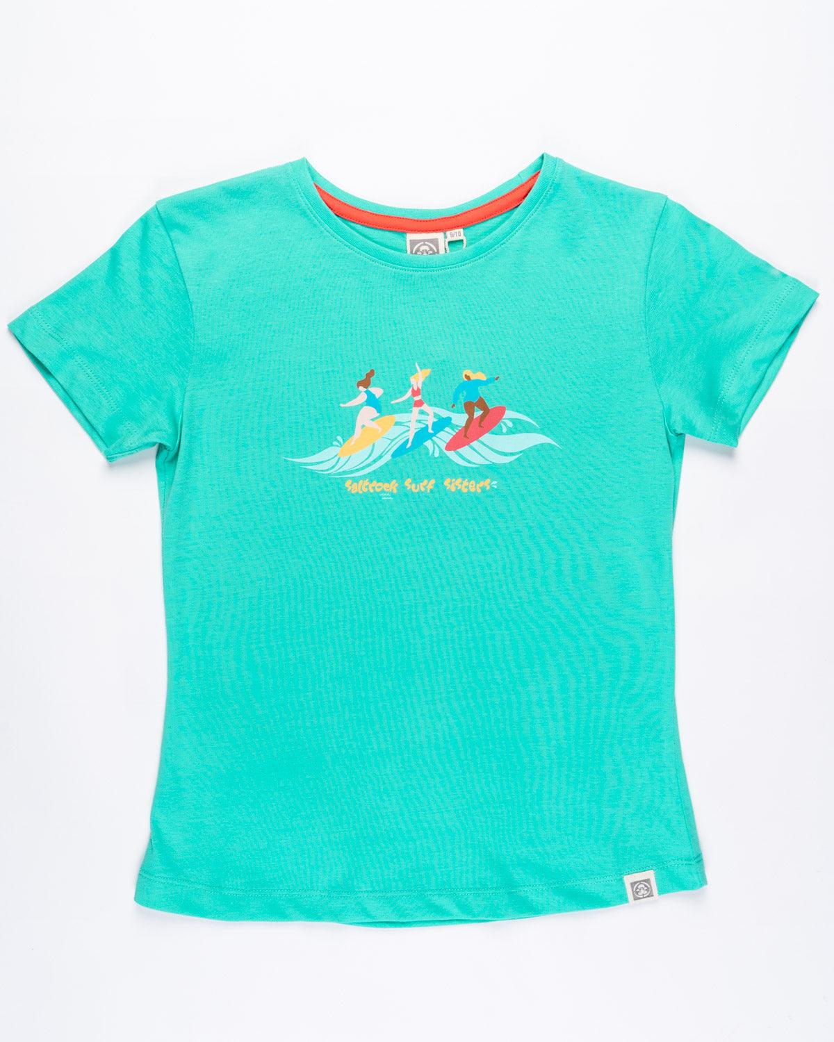Party Wave - Girls Recycled Short Sleeve T-Shirt - Turquoise