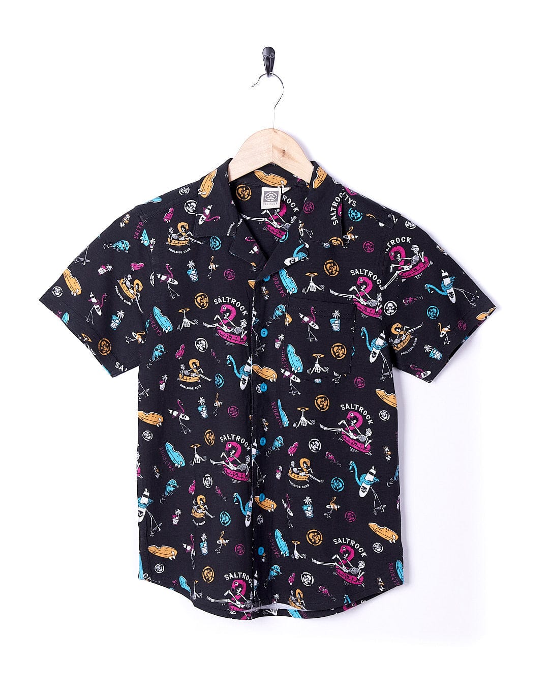 Poolside Mash - Kids All Over Print Short Sleeve Shirt - Black