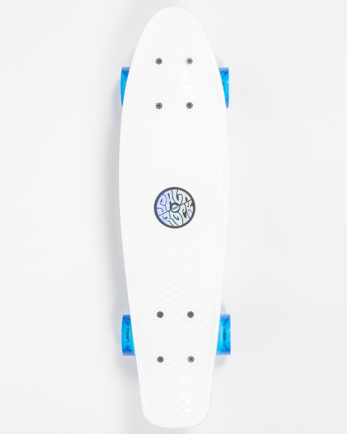 Retroride Mini Skateboard with Flashing Wheels - White/Blue