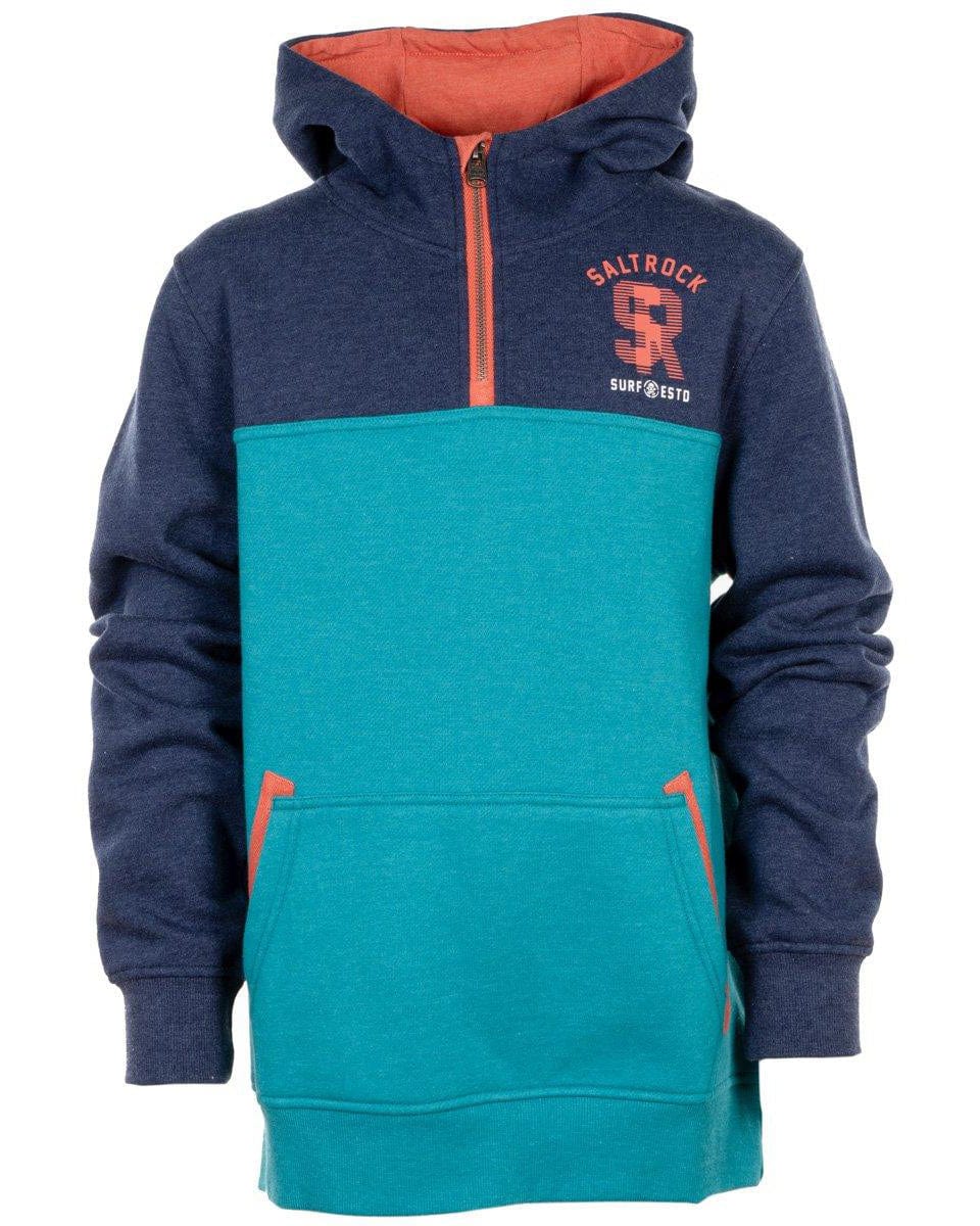 Scribe - 1/4 Zip Up Burnout Hoodie - Blue - 7-13 Yrs