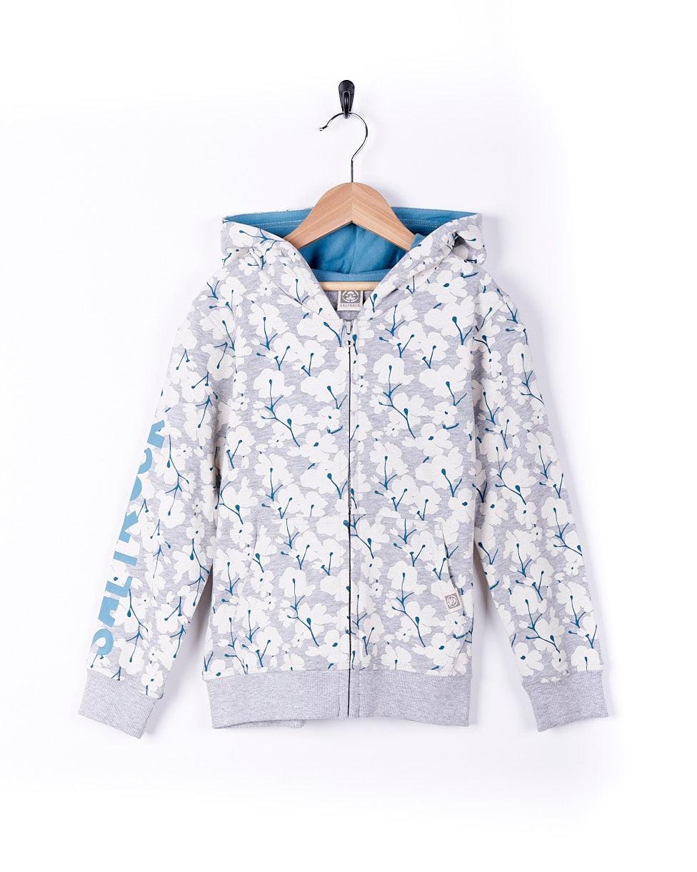 Sea Flower - Kids Zip Hoodie - Light Grey