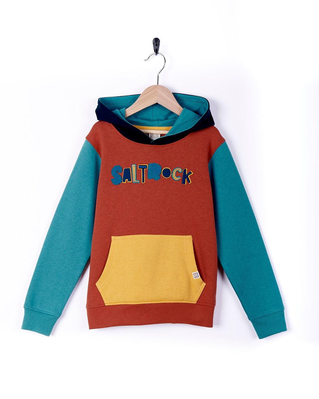 Sidney - Kids Colourblock Pop Hoodie - Dark Orange