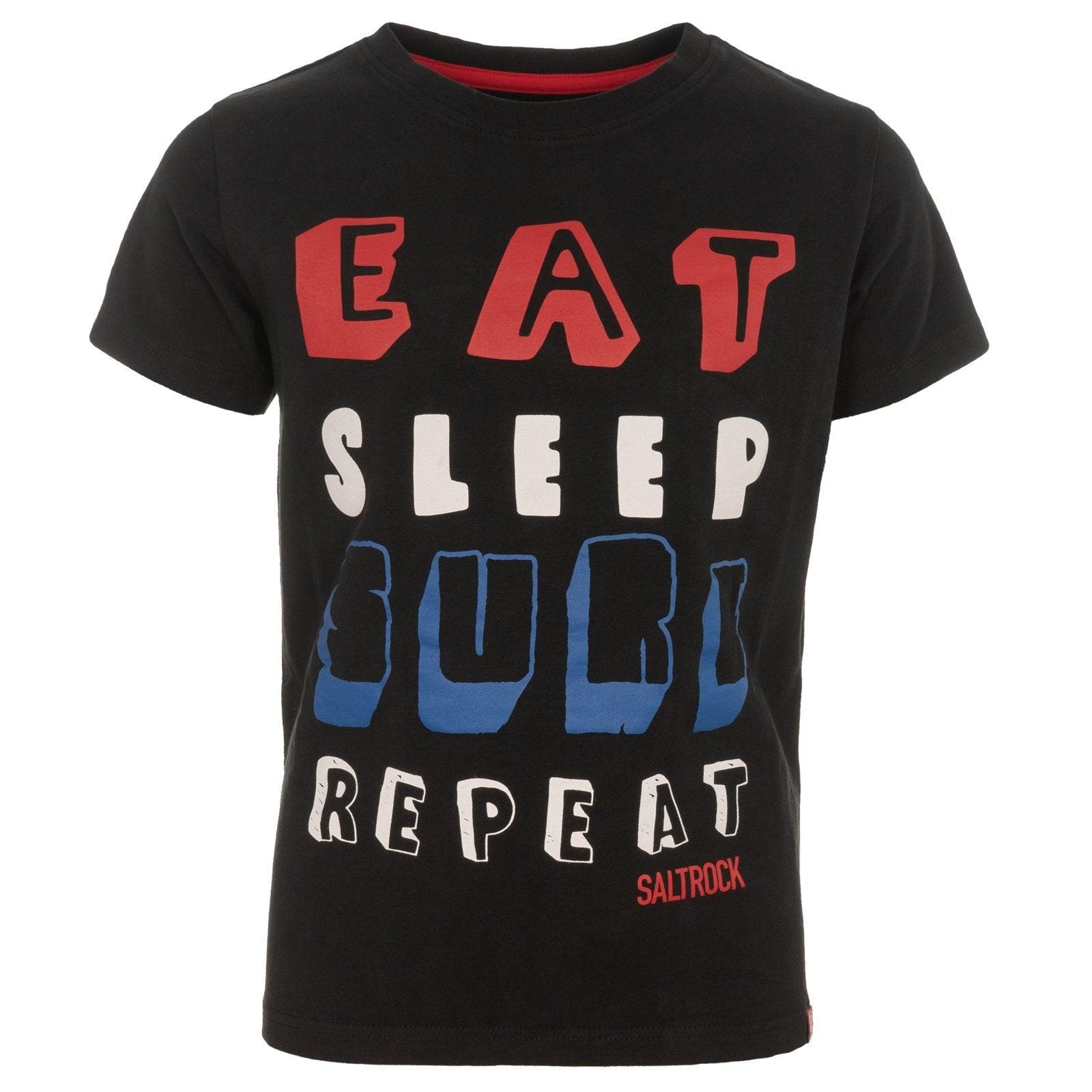 Surf Sleep - Boy%27s Pj T-Shirt - Black - 7-13 Yrs