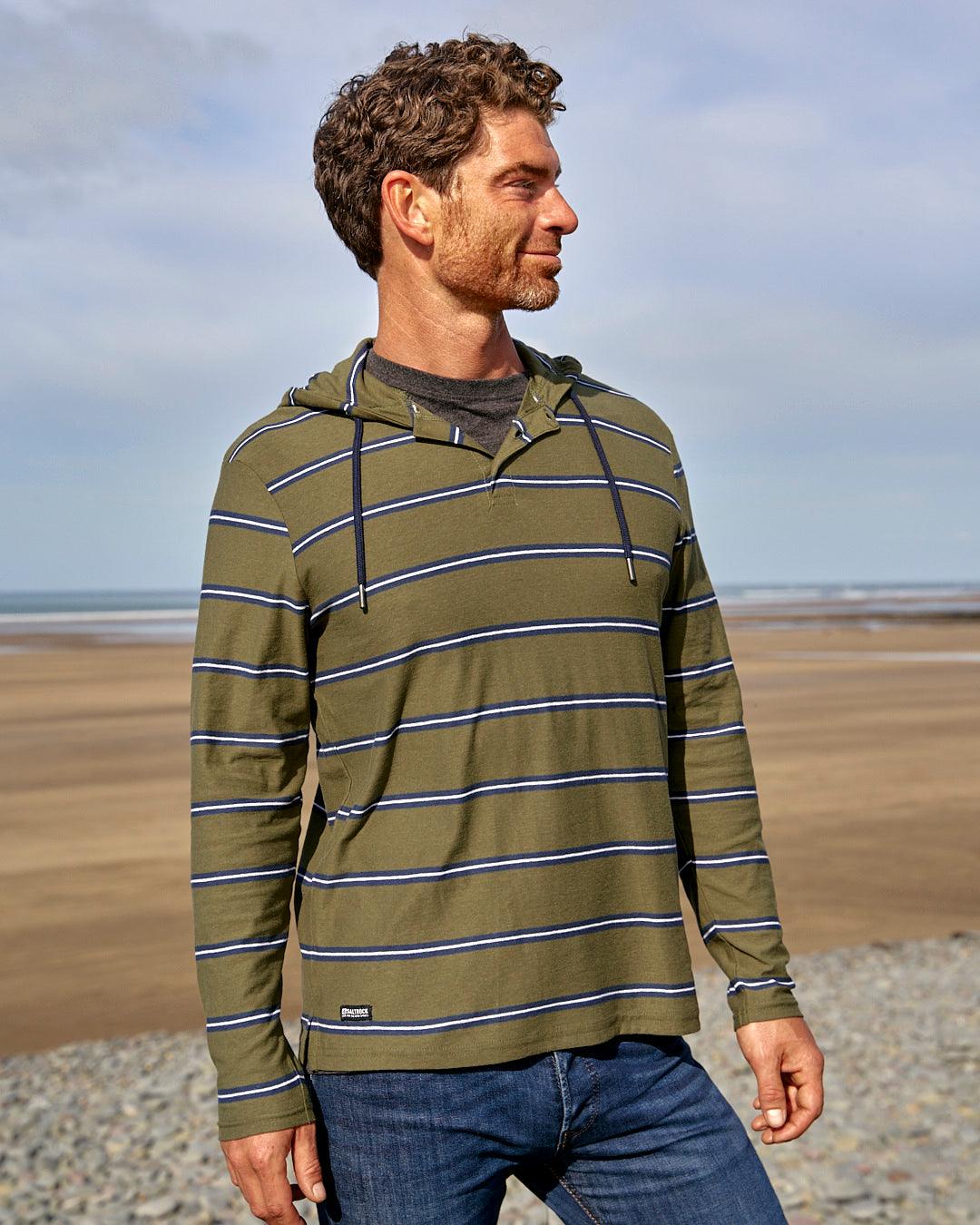 Talbot - Mens Long Sleeve Henley T-Shirt - Dark Green