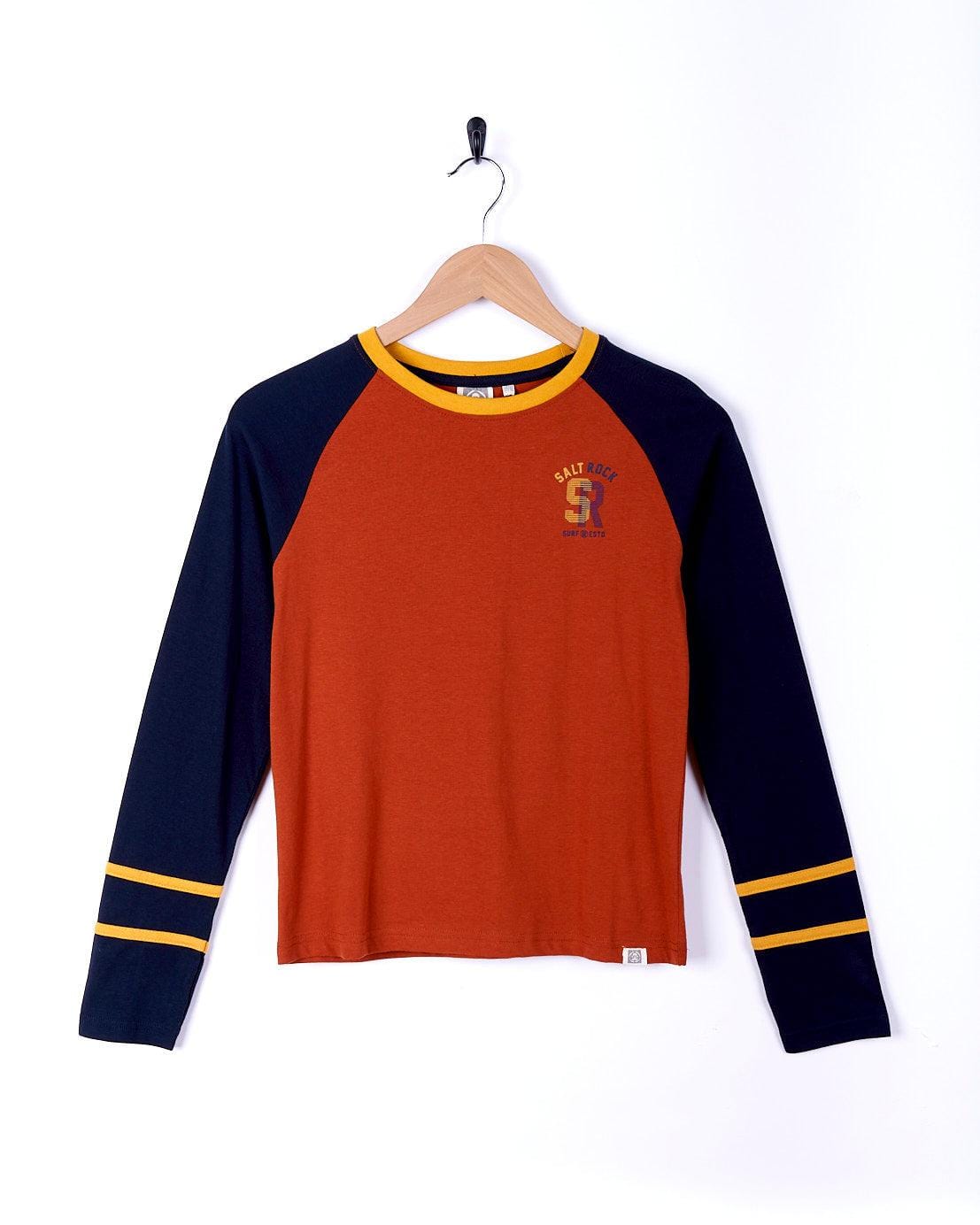 Team Vegas - Kids Long Sleeve Striped Raglan T-Shirt - Orange