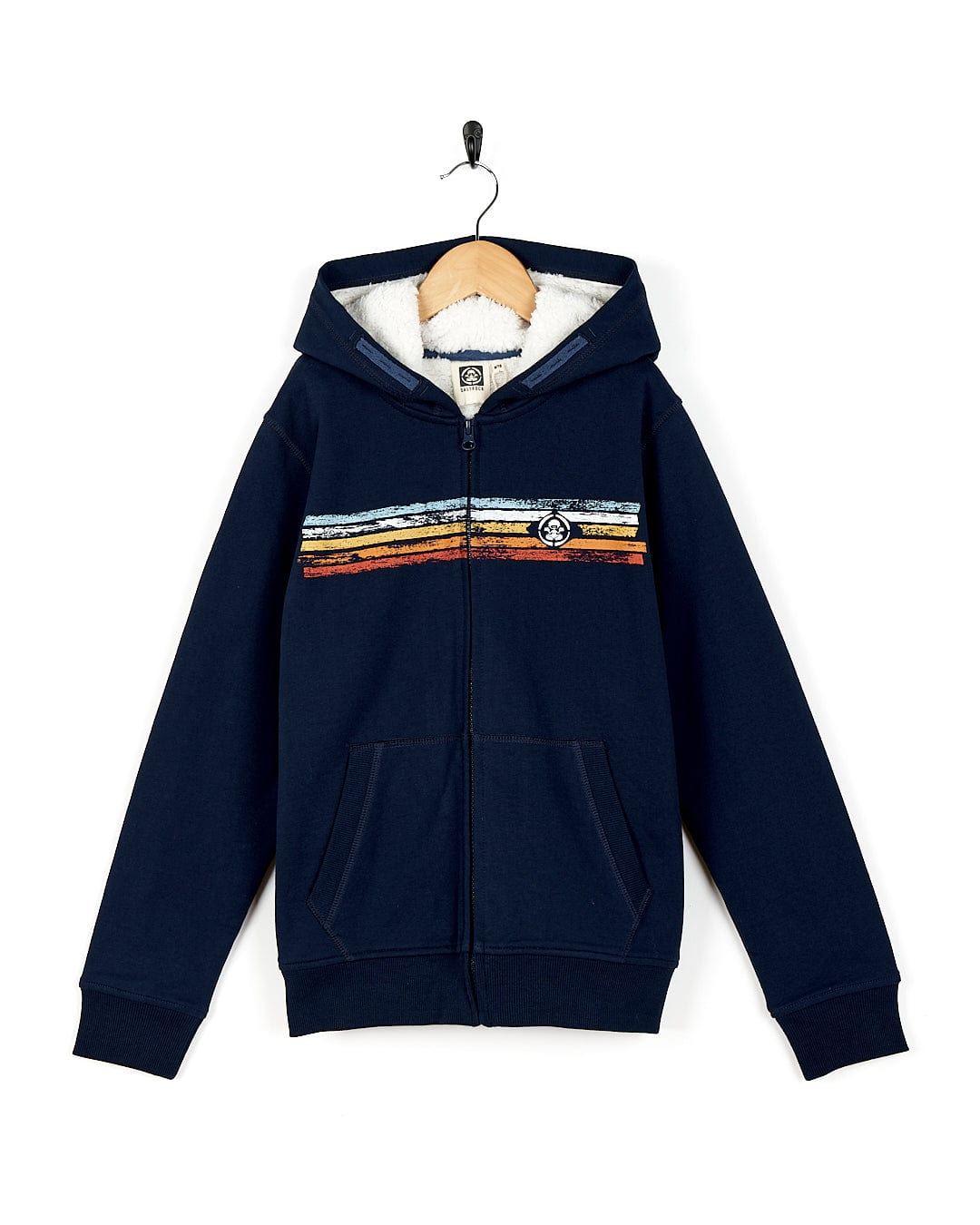 Tok Stripe - Kids Borg Lined Zip Hoodie - Blue