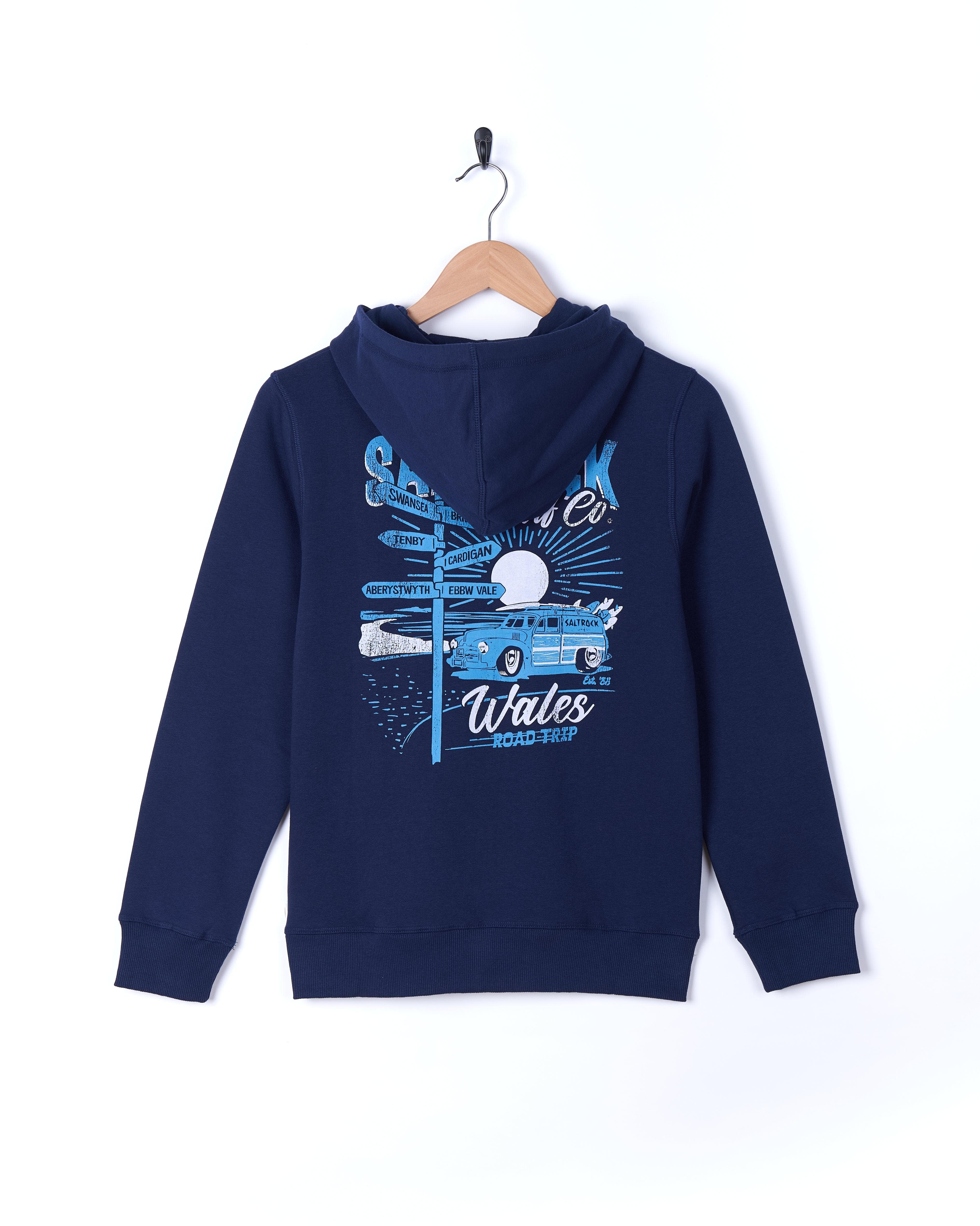 Wales Signpost - Kids Zip Hoodie - Blue