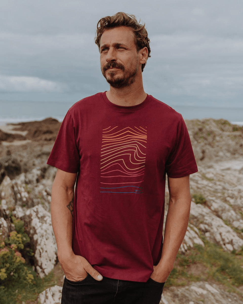 Swell Lines - Mens Short Sleeve T-Shirt - Red