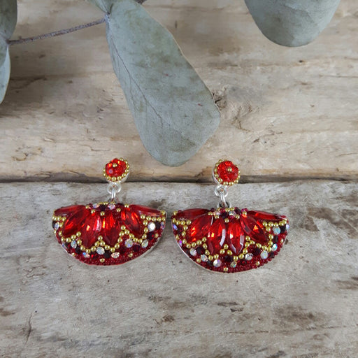Allegra Crescent Red Earrings