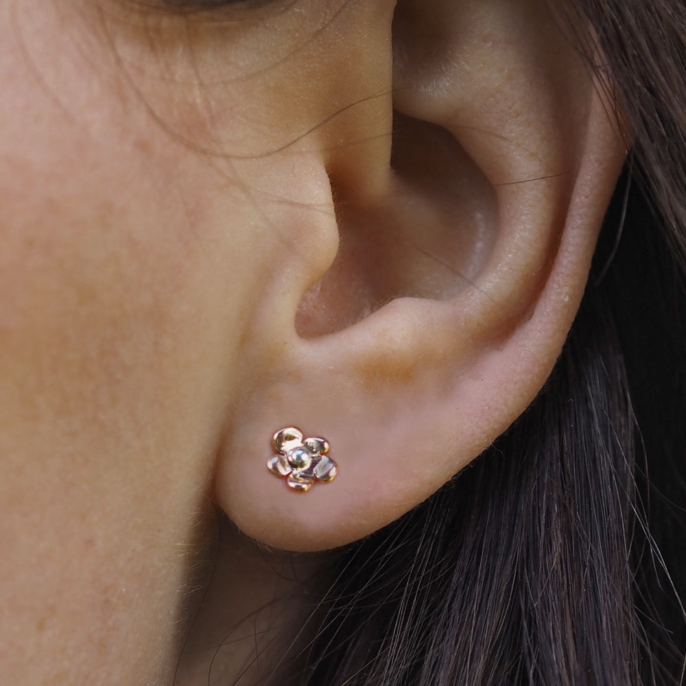 Flora Blossom Copper Flower Stud Earrings