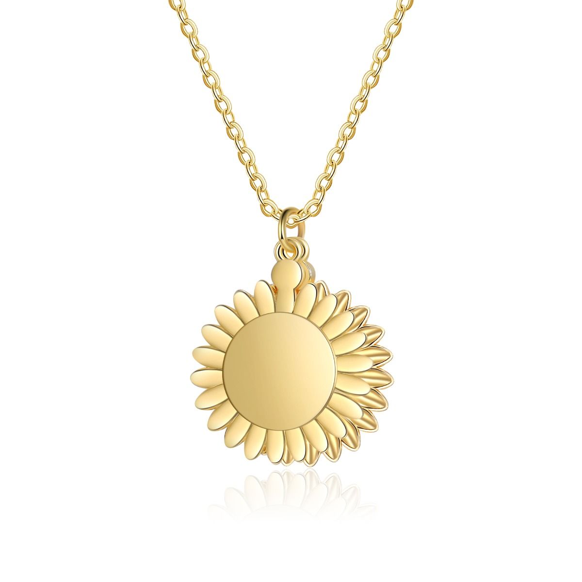 Personalised Sun Flower Photo Necklace With Birthstone | Bespoke Photo Necklace