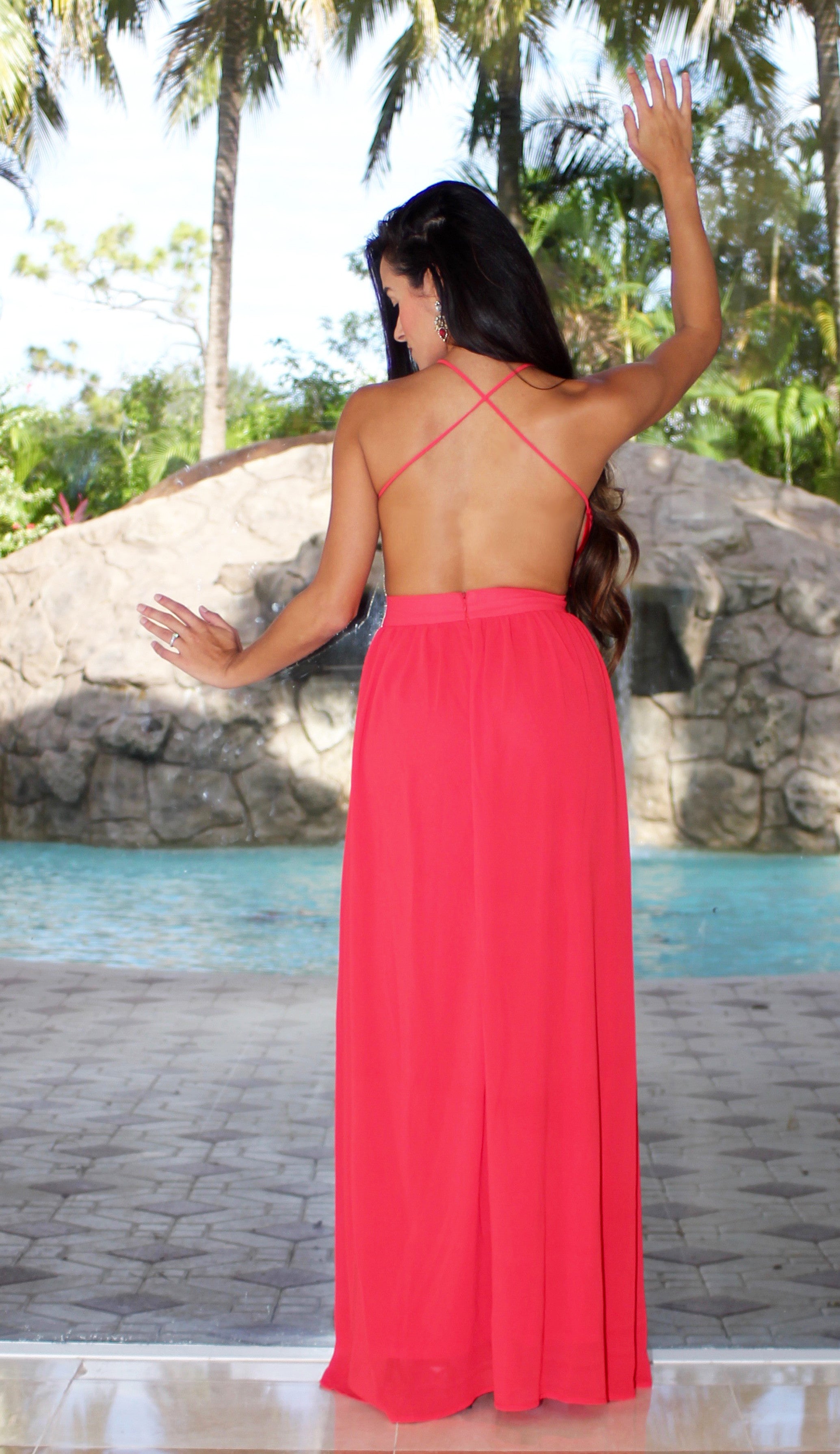 red maxi flowy dress