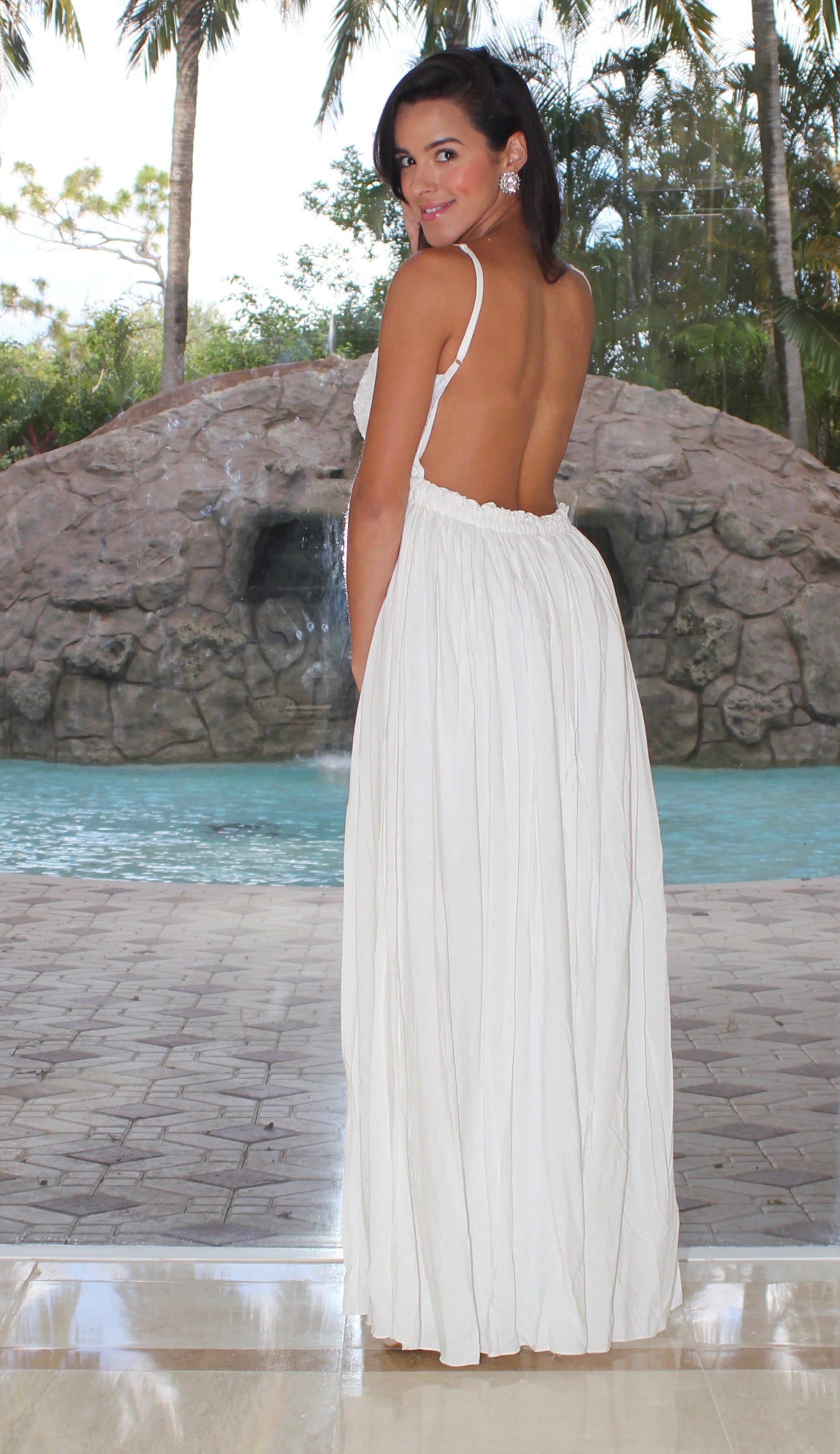 open back white maxi dress
