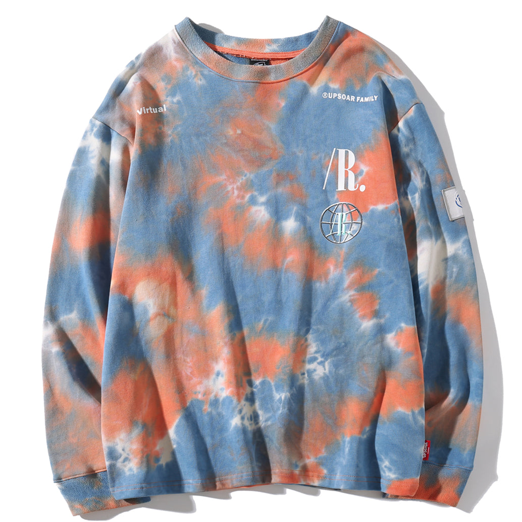 Casual Loose Tie Dye O-Neck Hoodies Sweatshirts Mens Hip Hop Hipster Punk Rock Streetwear Hoodie Fas