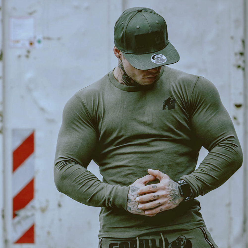 Casual Long Sleeve Cotton T-Shirt Men Gym Fitness Bodybuilding Workout Skinny T Shirt Male Print Tee