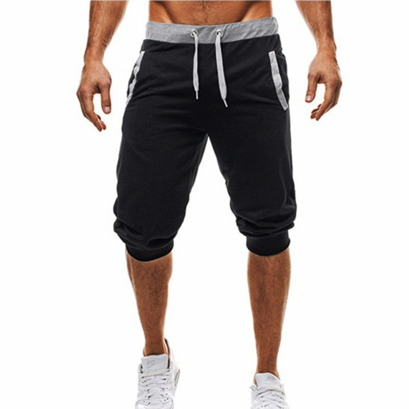 Summer Men Leisure Men Knee Length Shorts Color Patchwork Joggers Short Sweatpants Trousers Men Berm