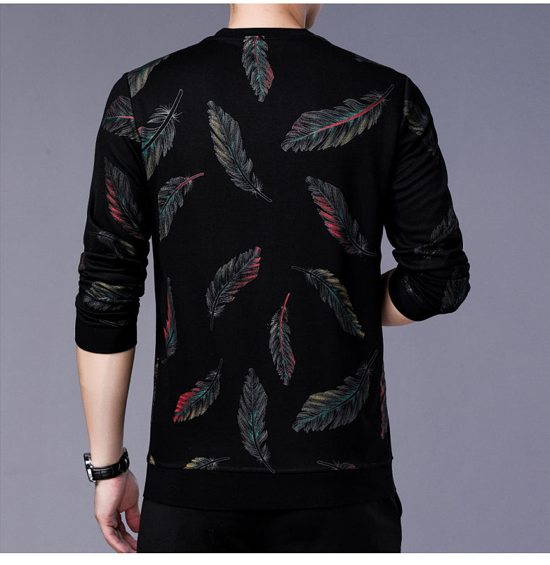 Pullover Feather Men Sweater Mensthin Jersey Knitted Sweaters Mens Wear Slim Fit Knitwear Fashion Cl