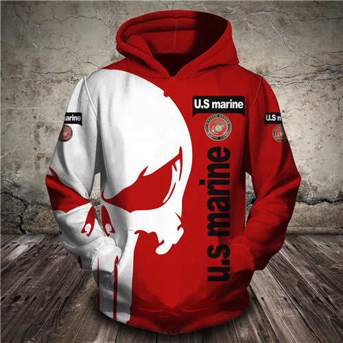 Hoodies Funny Policeman Sweatshirt Hooded Long Sleeve Zipper Pullover Skull Tracksuit