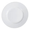 This round plate provides a classic round shape with rolled edges, adding both elegance and durability to your dining experience in hotels, restaurants, or cafes. Features durable porcelain material, ensuring a long-lasting and stylish option for everyday use and perfect for serving salad, bread, dessert, appetizers and cakes. High quality affordable restaurant dinnerware.