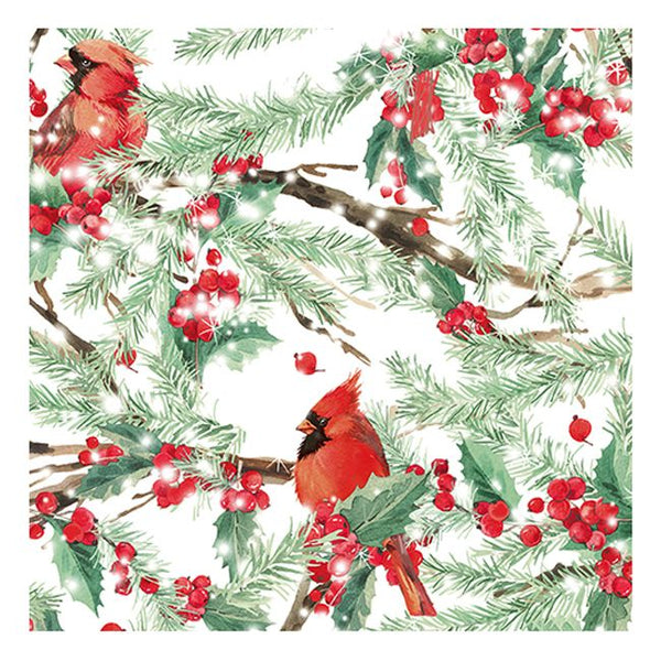 Square Christmas Cardinals in the Snow Lunch Napkins