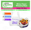 T-Shirt Shoppings Poly Plastic Bags retail togo takeout restaurant merchandise gift small medium large sturdy heavy duty strong white wholesale bulk economical industry commercial thank you flower 1/6 recyclable reusable have a nice day whole sale ecoquality 1/10