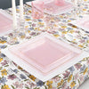 10.75" inch disposable china party tableware dinner plate plastic square salad plate wedding baby shower catering supplies charger plates pink large reusable gold bulk birthday gathering dessert appetizer plates 10.75 inch gold design