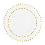 White Gold Beaded Rim Plate Combo disposable China Like party tableware dinner plate plastic round salad plate wedding baby shower catering supplies charger plates large reusable gold bulk birthday gathering dessert appetizer plates white gold design summer