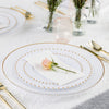 White Gold Beaded Rim Plate Combo disposable China Like party tableware dinner plate plastic round salad plate wedding baby shower catering supplies charger plates large reusable gold bulk birthday gathering dessert appetizer plates white gold design summer