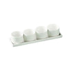 4 Round Bowls (2oz Each) with Rectangular Tray | Elegant Serving Set