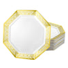 Lacetagon Gold Plates in 11-inch, 9-inch, and 7-inch sizes. Elegant, durable, and reusable. Perfect for weddings, parties, catering, and family gatherings. Ideal for meals, appetizers, and desserts