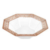 Lacetagon Rose Gold Bowls in 14oz and 5oz sizes. Elegant, durable, reusable tableware. Perfect for soups, salads, desserts, and sides at weddings, catering, parties, and family gatherings.