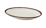 Yanco Deep Oval Plate NA-312 Crafted from high-quality melamine, this plate is both durable and lightweight. Its oval shape and break-resistant design make it ideal for frequent use in commercial dining settings. Designed to be dishwasher safe, this plate ensures quick and efficient cleaning, which is essential for high-turnover environments. The ivory color with a speckled finish and brown rim adds a touch of sophistication, enhancing the presentation of any dish.