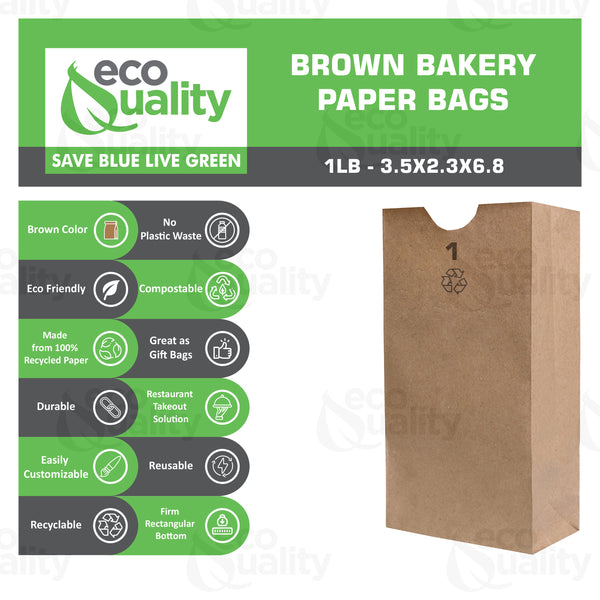 Kraft Brown Bakery Grocery Paper Lunch Bags (1LB, 2LB, 3LB, 4LB, 6LB, 8LB, 10LB, 12LB, 16LB, 20LB, 25LB)