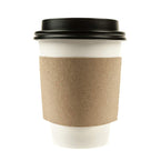 10oz coffee cups  office cafe home hospital concession stands convenience stores  100% Recyclable  Set  Coffee Tea Latte Matcha To Go Take Out  Paper cup with black dome lid and kraft sleeve combo  Disposable White Hot Drink Coffee Cup  10 ounces  Paper Cups  Hot Cups  Online Store