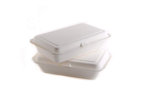 Compostable Biodegradable Take Out Food Containers with Clamshell Hinged Lid Microwaveable, Disposable Takeout Box to Carry Meals Togo [6x6, 9x9, 9x6]