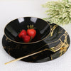 disposable bowls dinner Black plastic elegant tableware dinneware serveware china like salad bowl dessert bowl 16oz 16 ounce